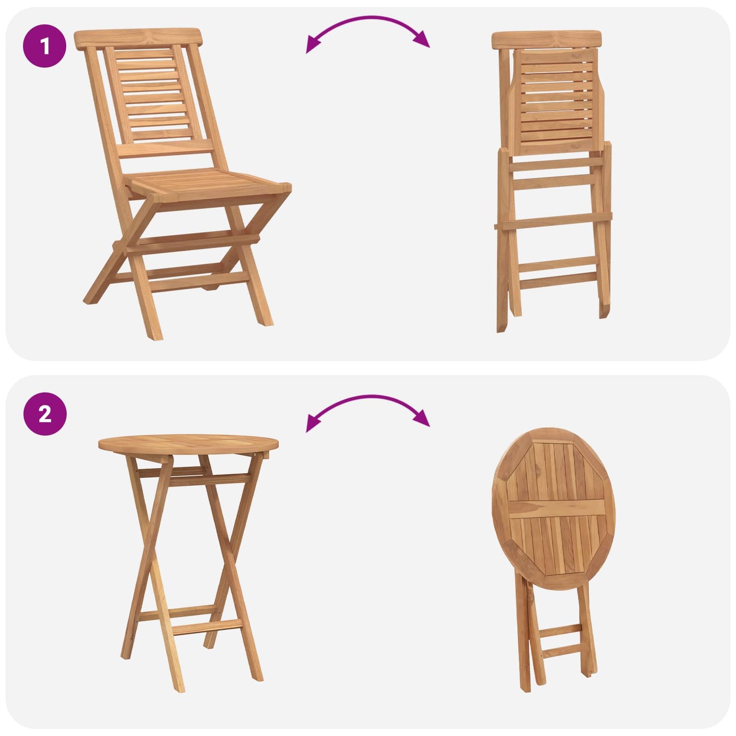 Garden Set 3 pcs Brown Soild Teak Wood