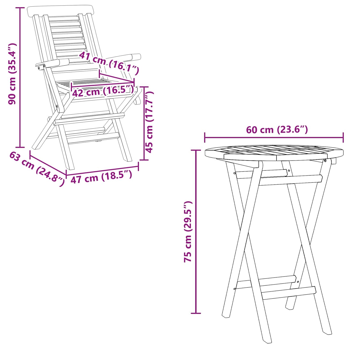 Garden Set 3 pcs Brown Soild Teak Wood