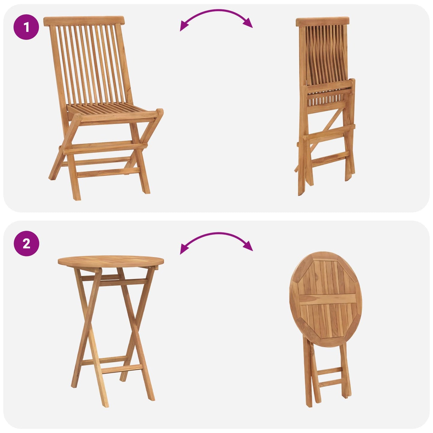 Garden Set 5 pcs Brown Soild Teak Wood