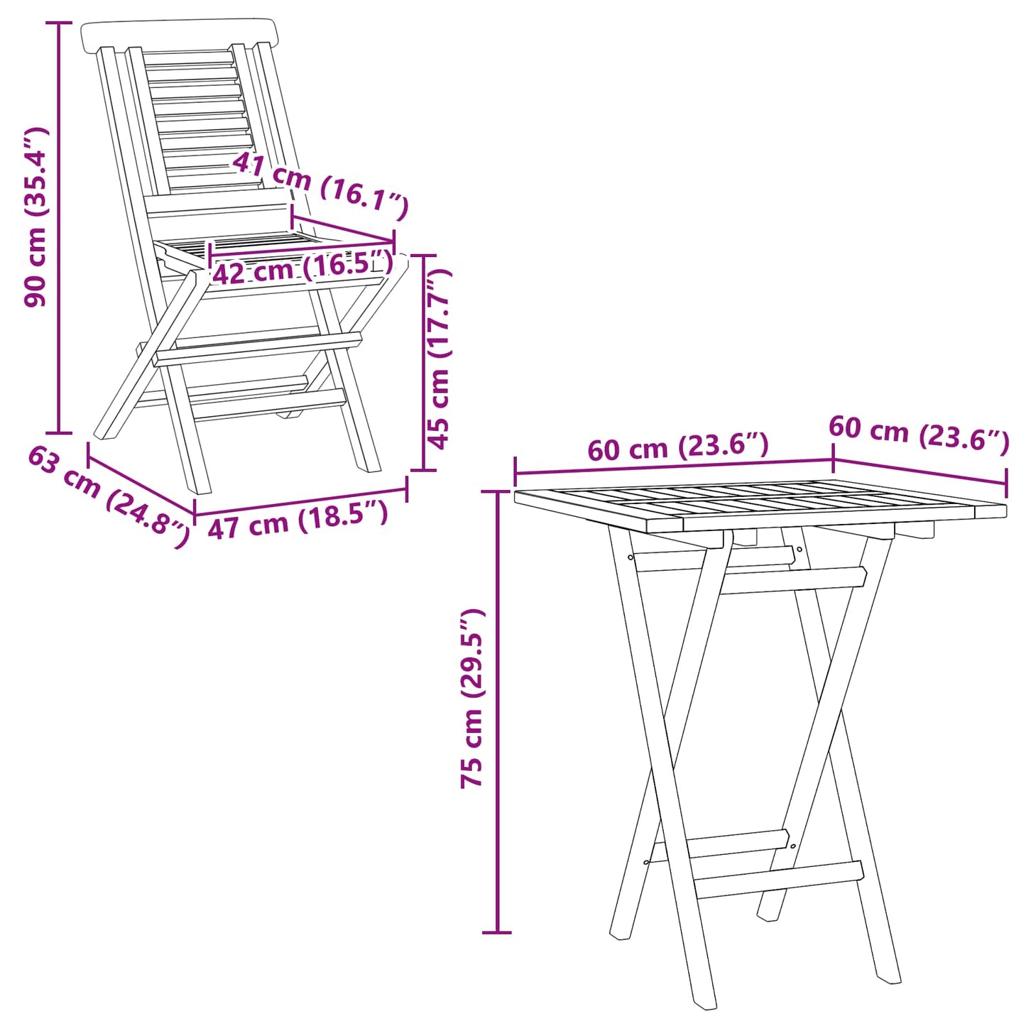 Garden Set 3 pcs Brown Soild Teak Wood