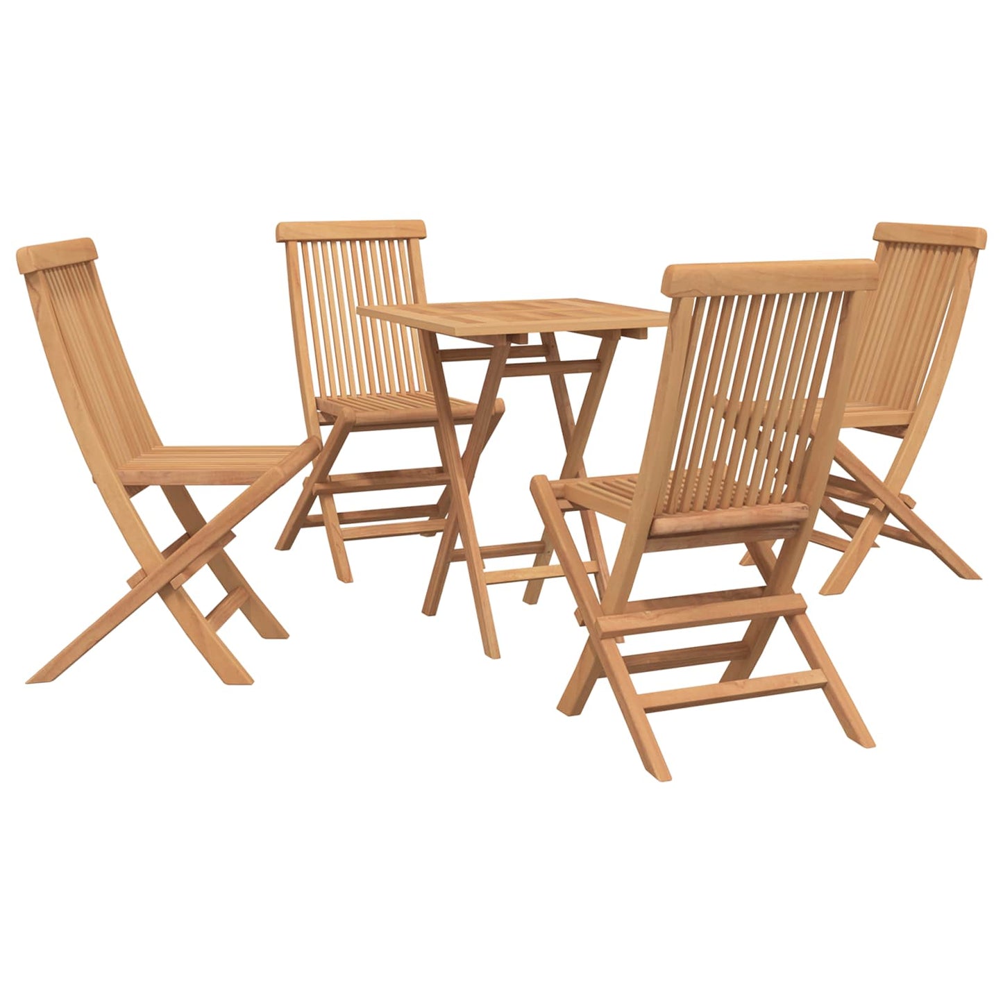 Folding Garden Dining Set 5 pcs Natural Solid Teak Wood