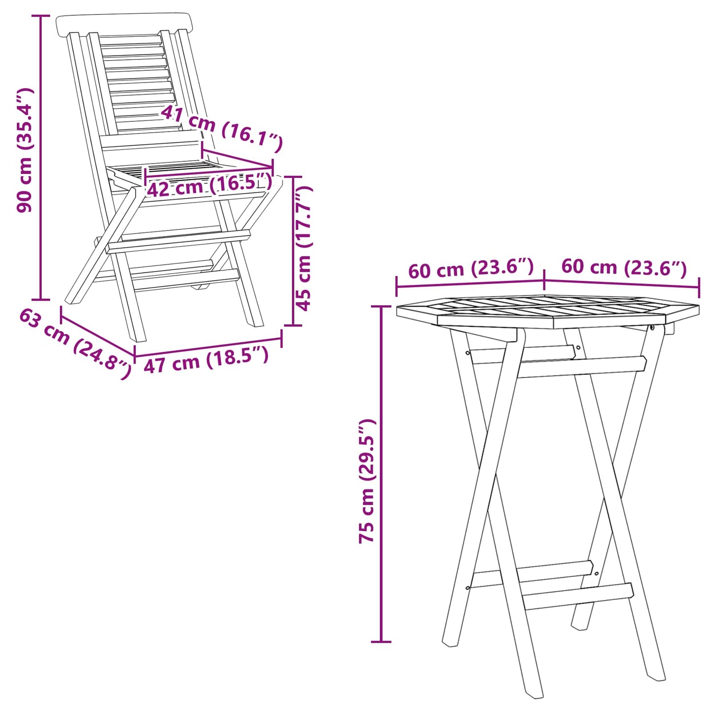 Garden Set 3 pcs Brown Soild Teak Wood