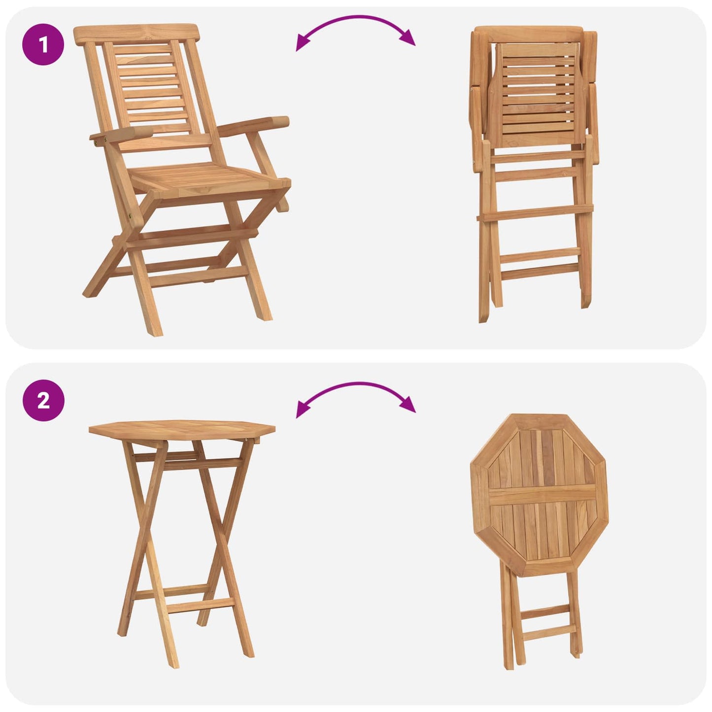 Garden Set 3 pcs Brown Soild Teak Wood