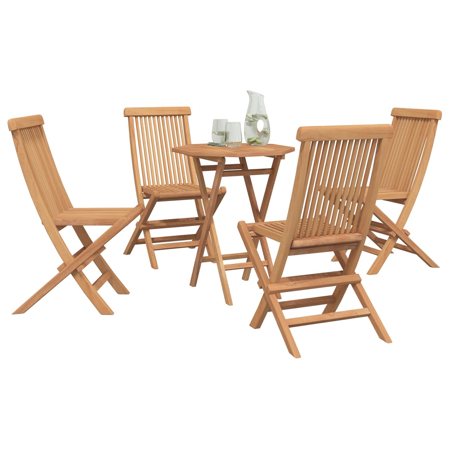 Garden Set 5 pcs Brown Soild Teak Wood