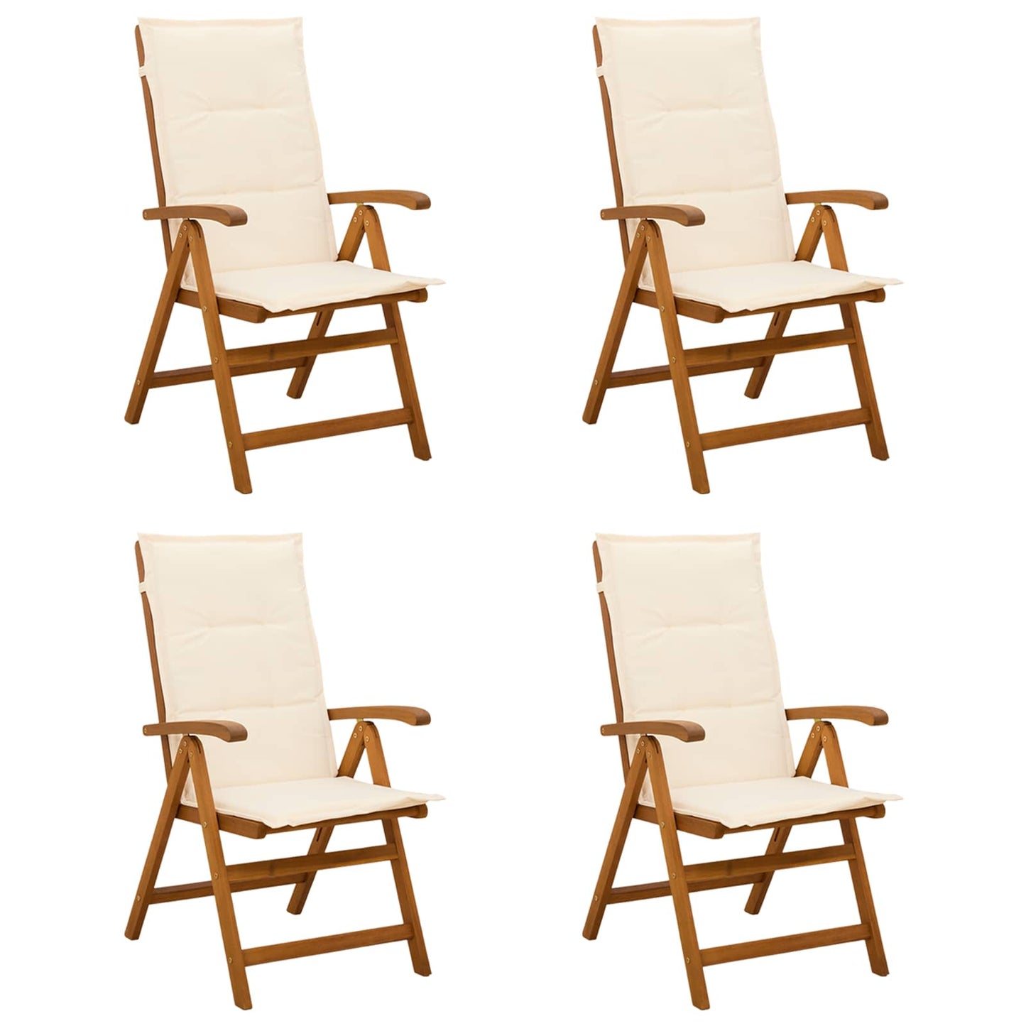 Reclining Garden Chairs 4 pcs Natural Solid Acacia Wood