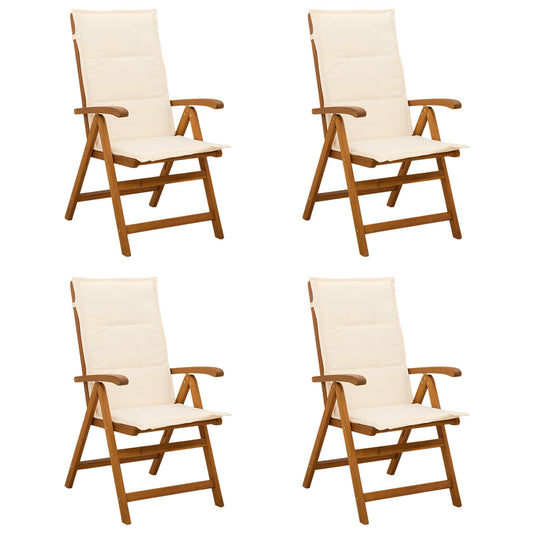 Reclining Garden Chairs 4 pcs Natural Solid Acacia Wood
