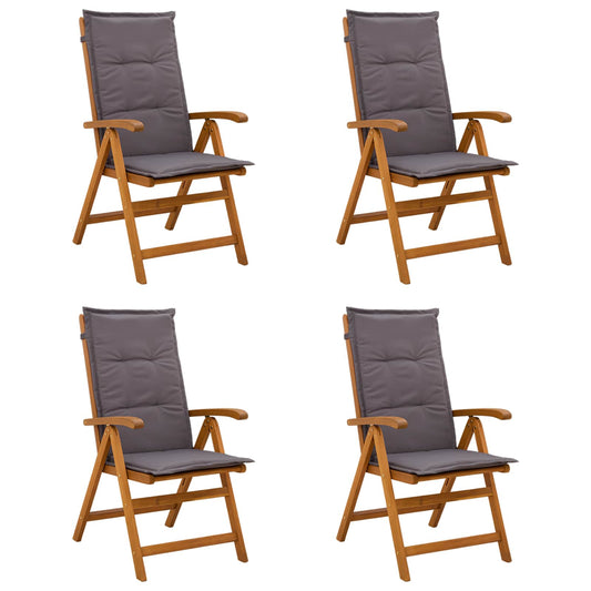 Reclining Garden Chairs 4 pcs Natural Solid Acacia Wood