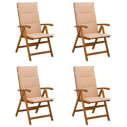 Reclining Garden Chairs 4 pcs Natural Solid Acacia Wood