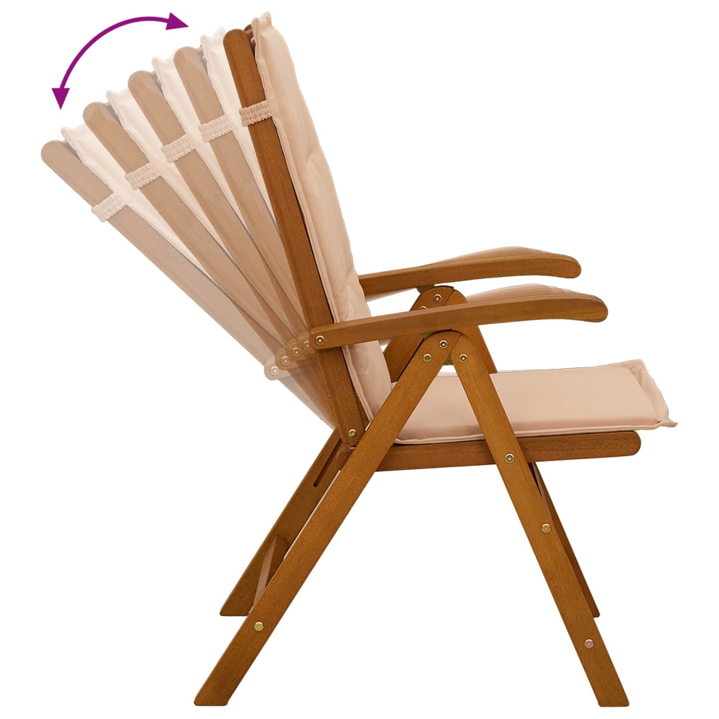 Reclining Garden Chairs 6 pcs Natural Solid Acacia Wood