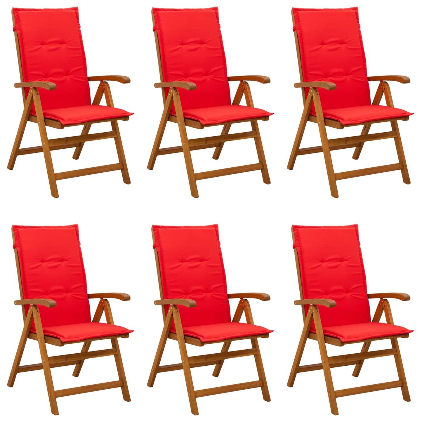 Reclining Garden Chairs 6 pcs Natural Solid Acacia Wood