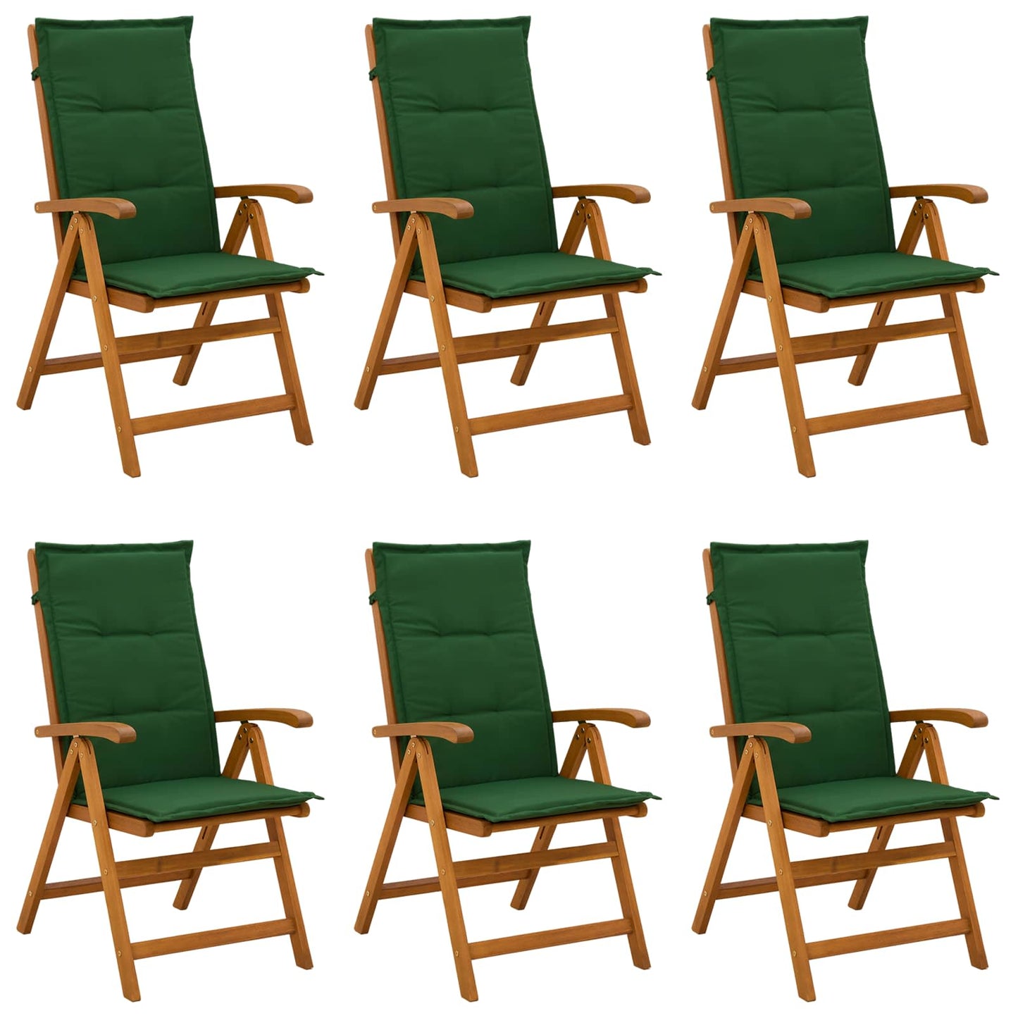 Reclining Garden Chairs 6 pcs Natural Solid Acacia Wood