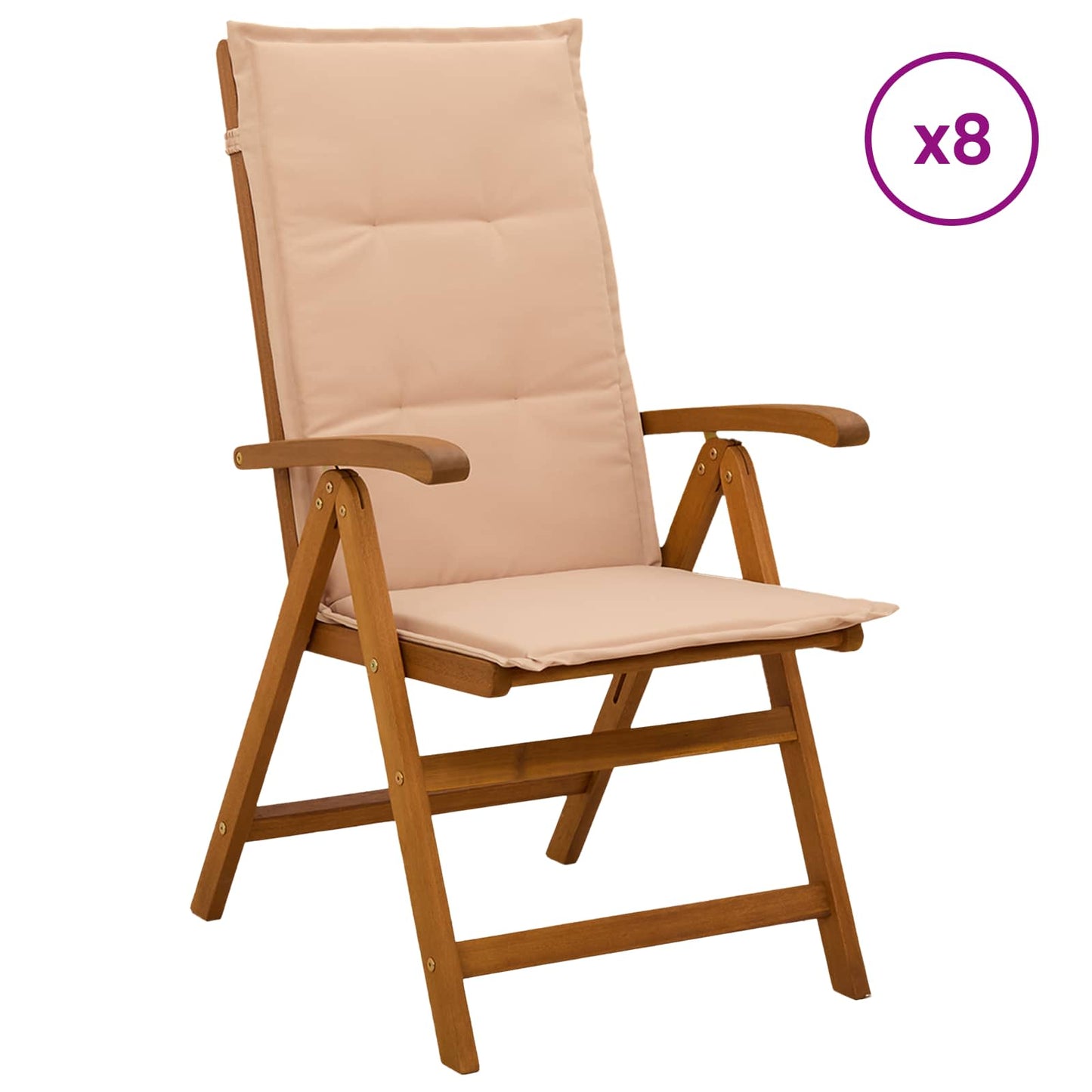 Reclining Garden Chairs 8 pcs Natural Solid Acacia Wood