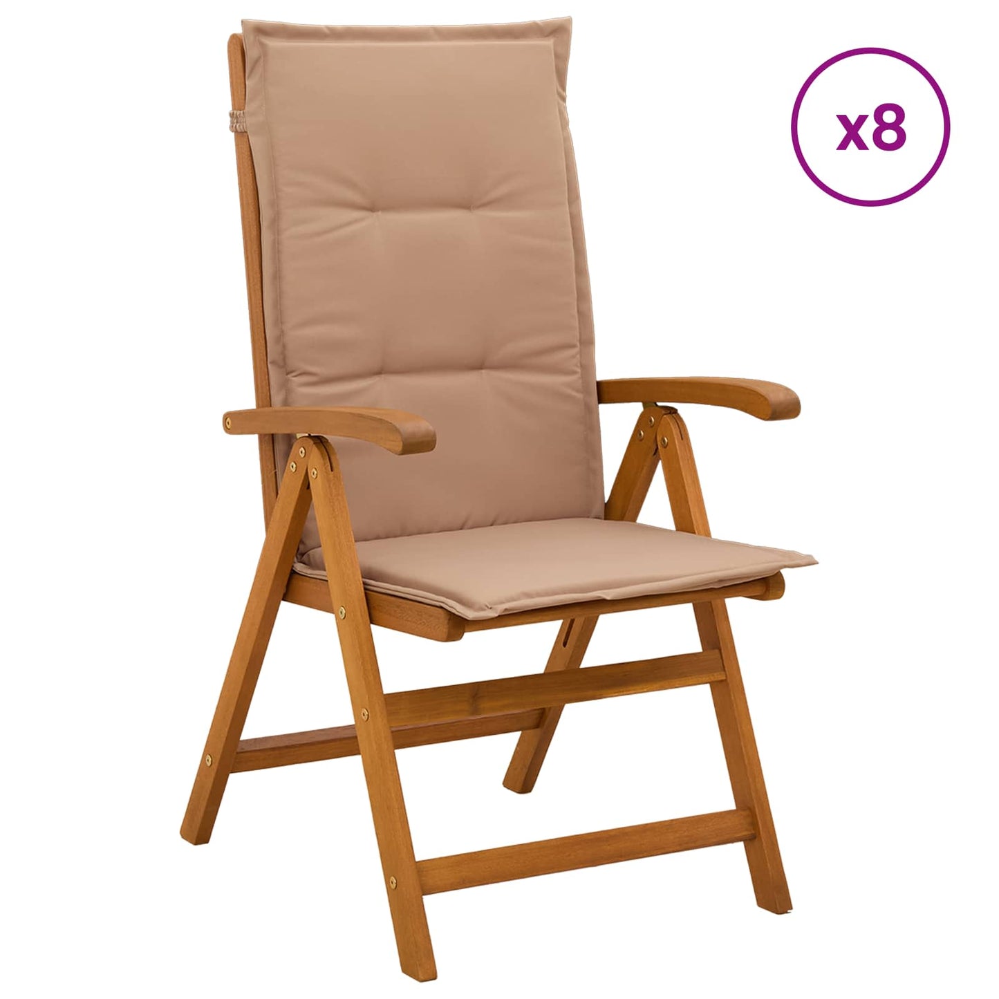 Reclining Garden Chairs 8 pcs Natural Solid Acacia Wood