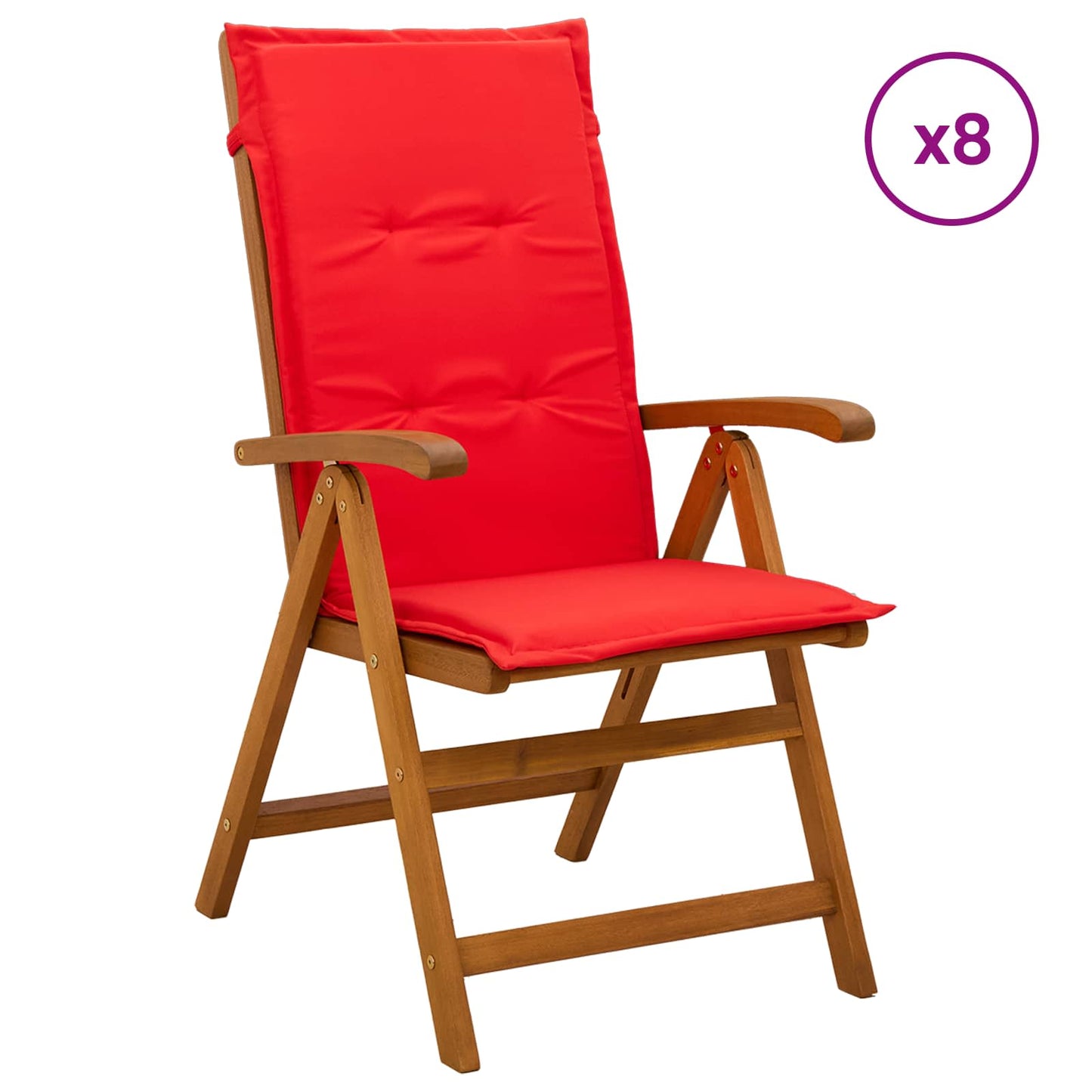Reclining Garden Chairs 8 pcs Natural Solid Acacia Wood