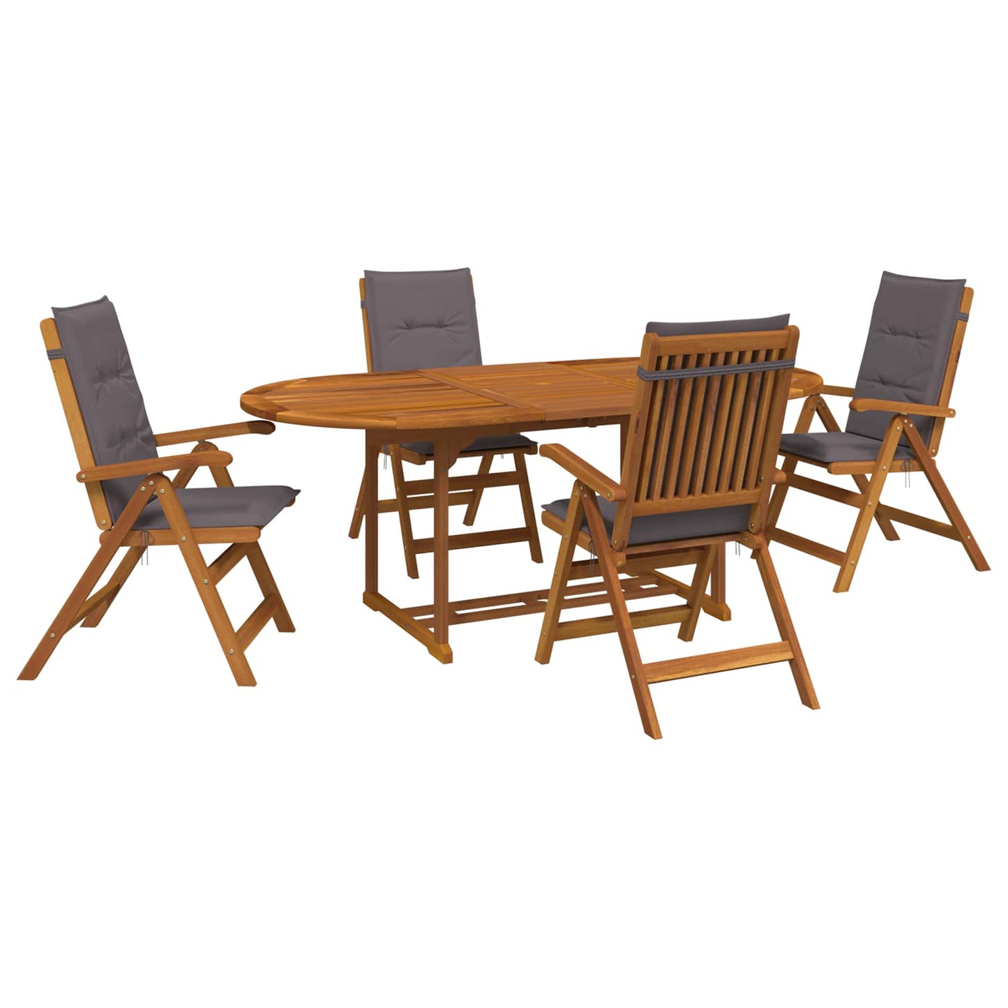 5-Piece Garden Dining Set Natural Solid Acacia Wood