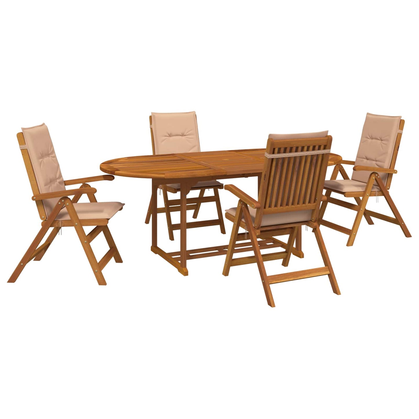 5-Piece Garden Dining Set Natural Solid Acacia Wood