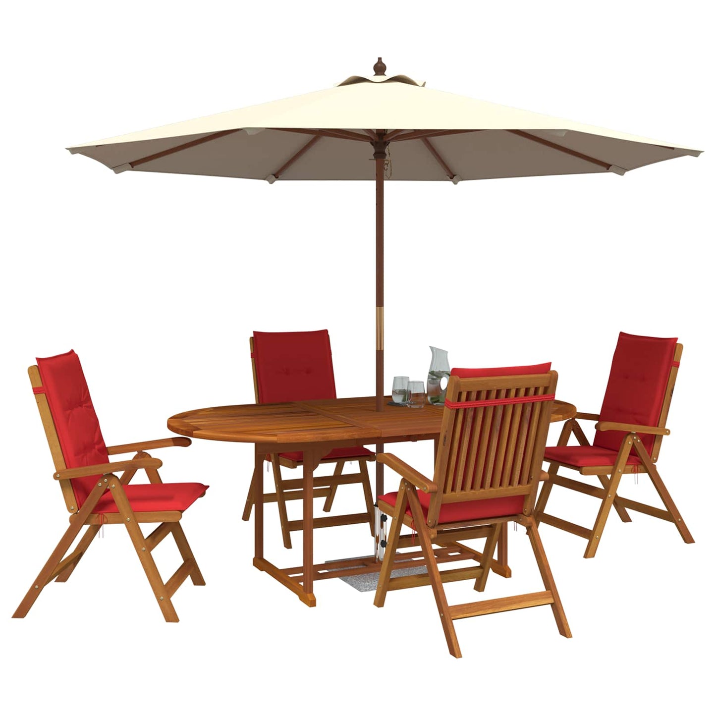 5-Piece Garden Dining Set Natural Solid Acacia Wood