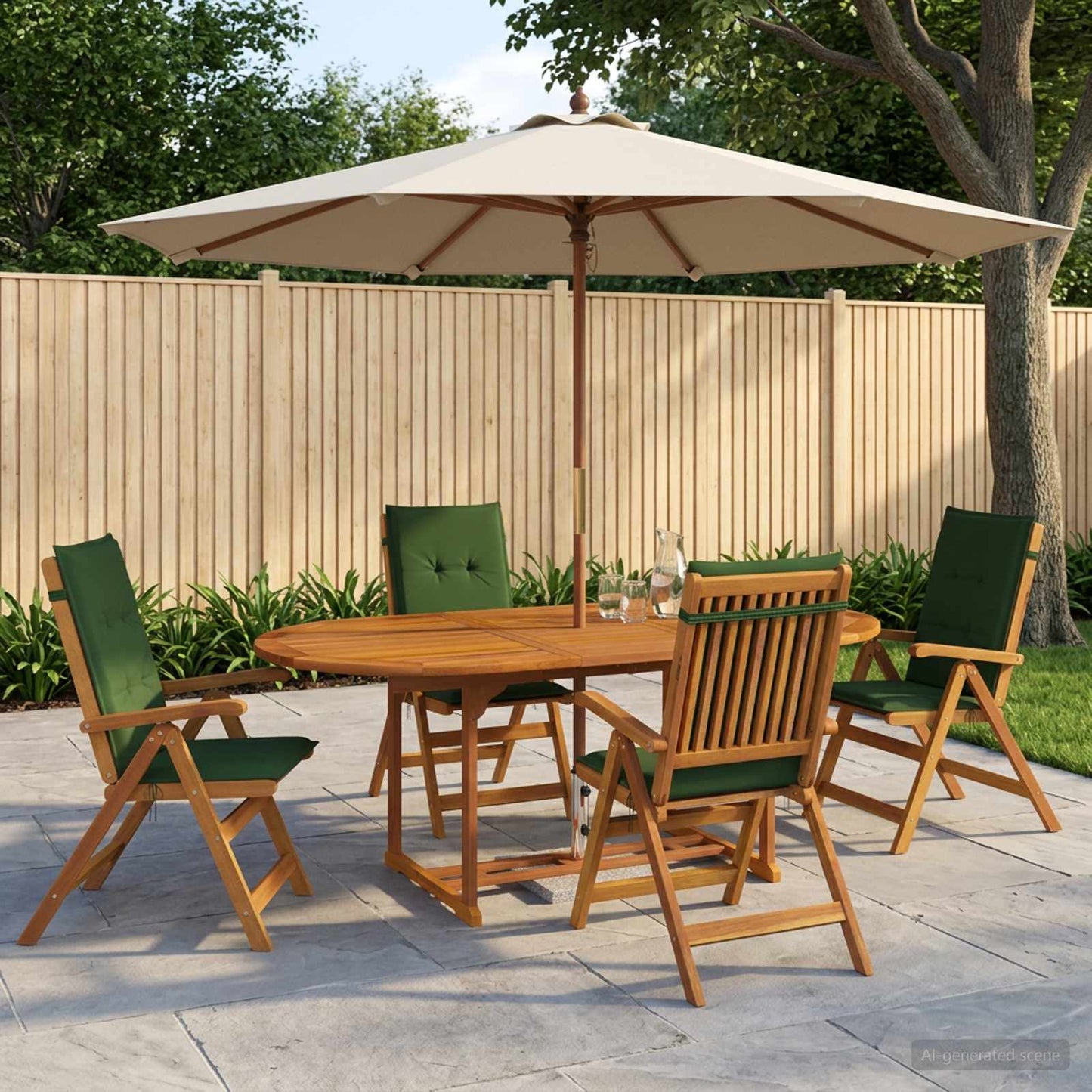 5-Piece Garden Dining Set Natural Solid Acacia Wood