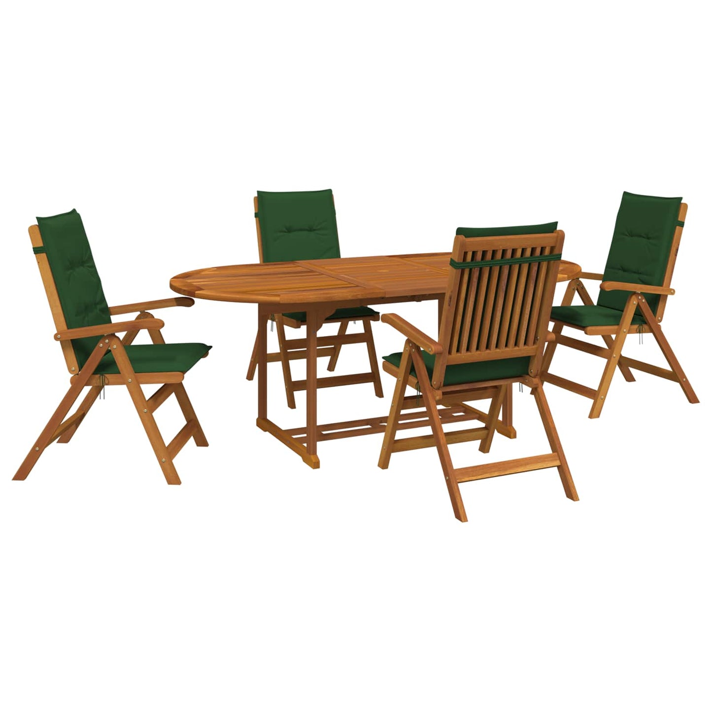 5-Piece Garden Dining Set Natural Solid Acacia Wood