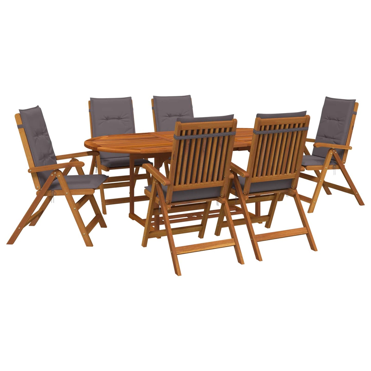 7-Piece Garden Dining Set Natural Solid Acacia Wood