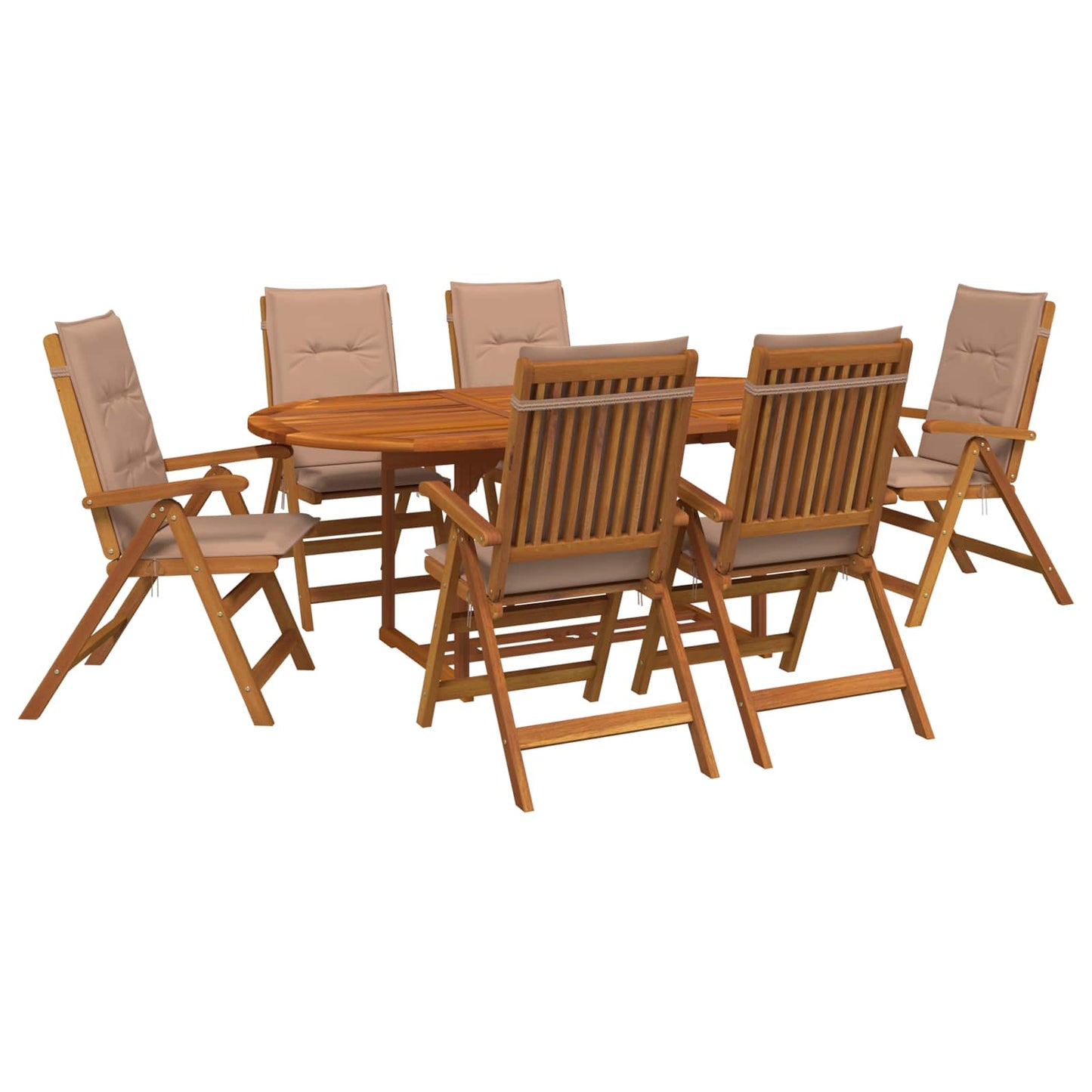 7-Piece Garden Dining Set Natural Solid Acacia Wood