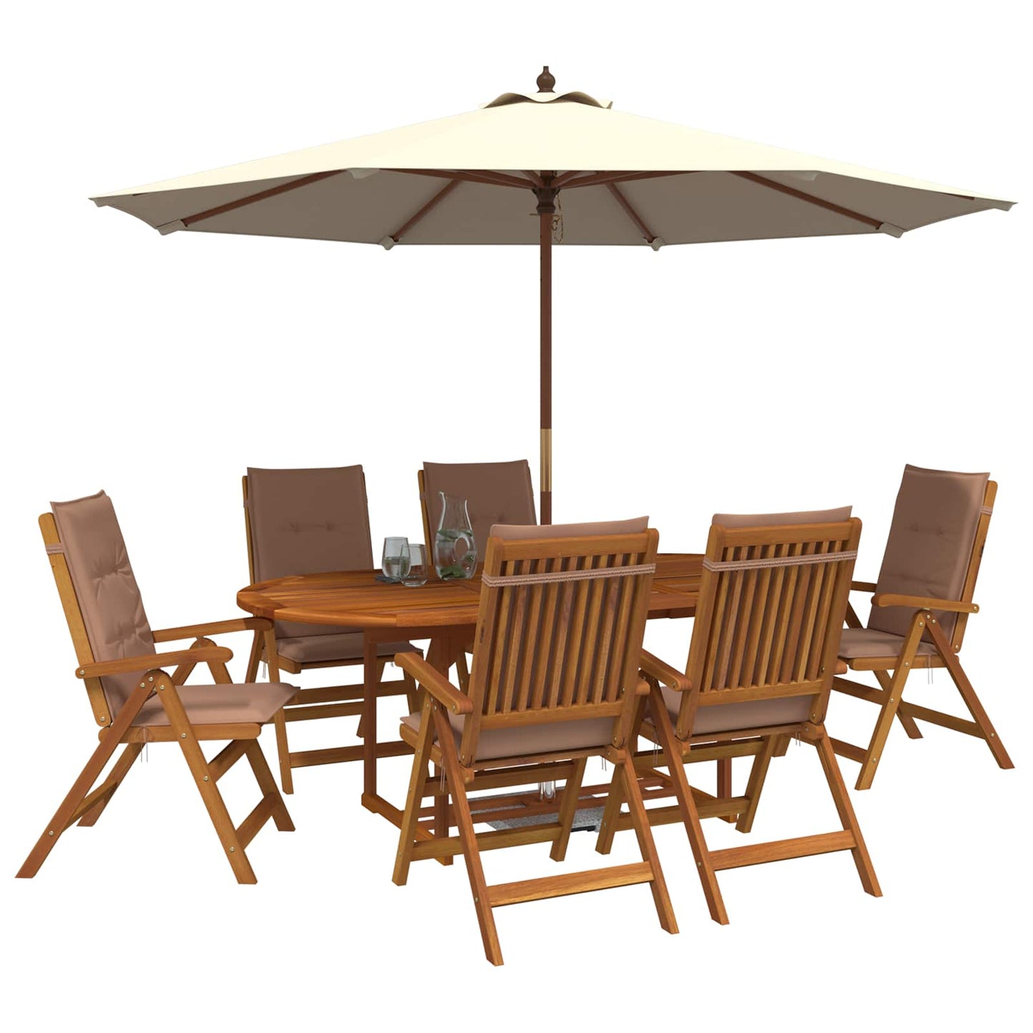 7-Piece Garden Dining Set Natural Solid Acacia Wood