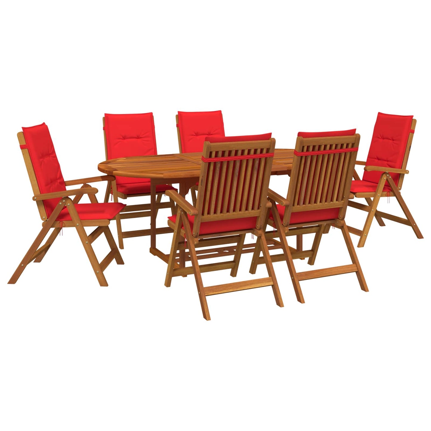7-Piece Garden Dining Set Natural Solid Acacia Wood
