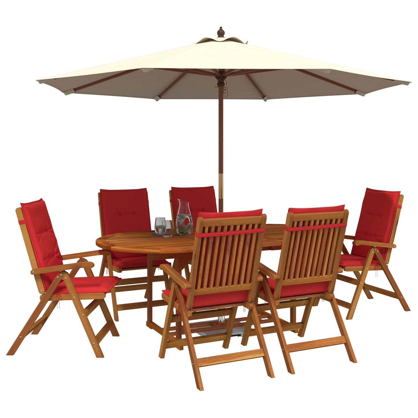 7-Piece Garden Dining Set Natural Solid Acacia Wood