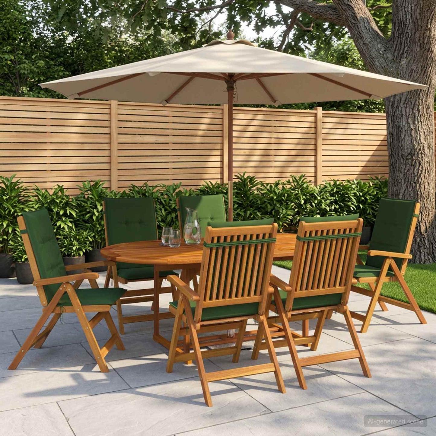 7-Piece Garden Dining Set Natural Solid Acacia Wood