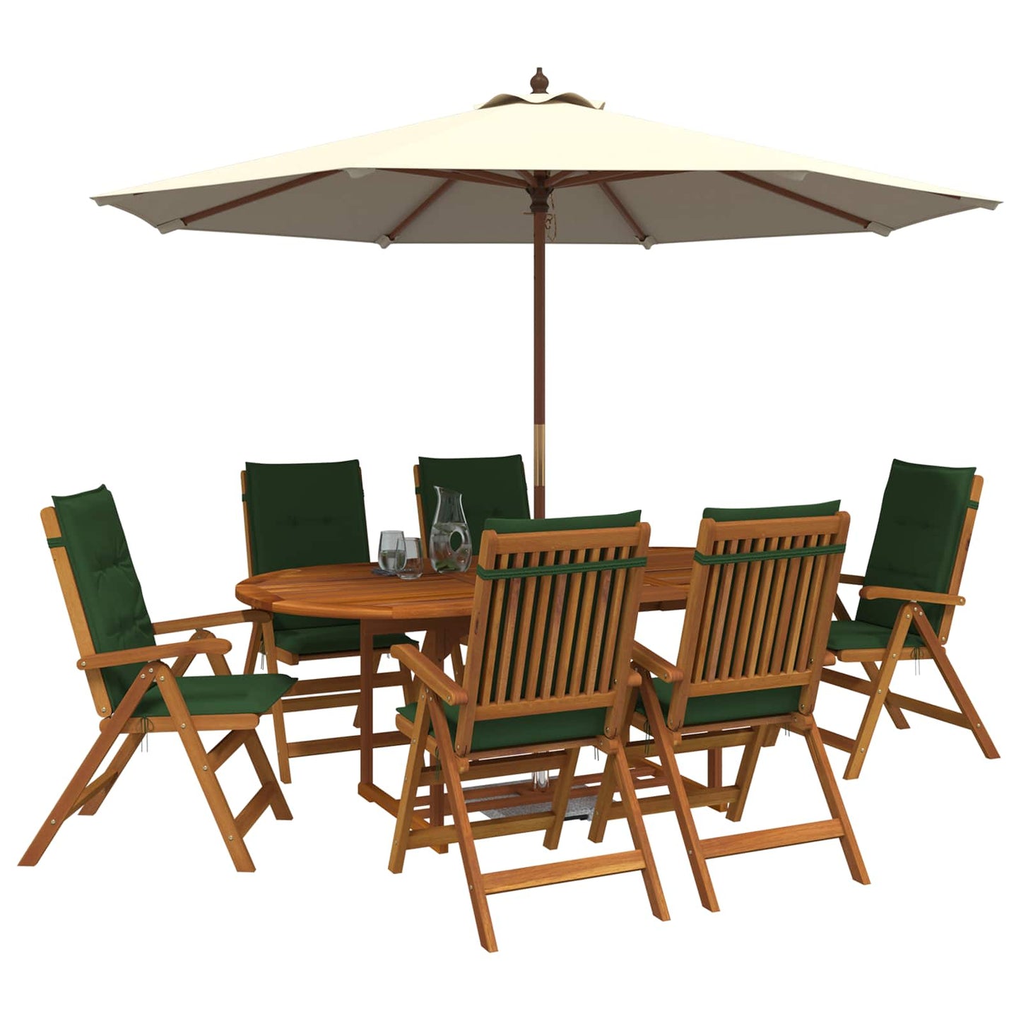 7-Piece Garden Dining Set Natural Solid Acacia Wood