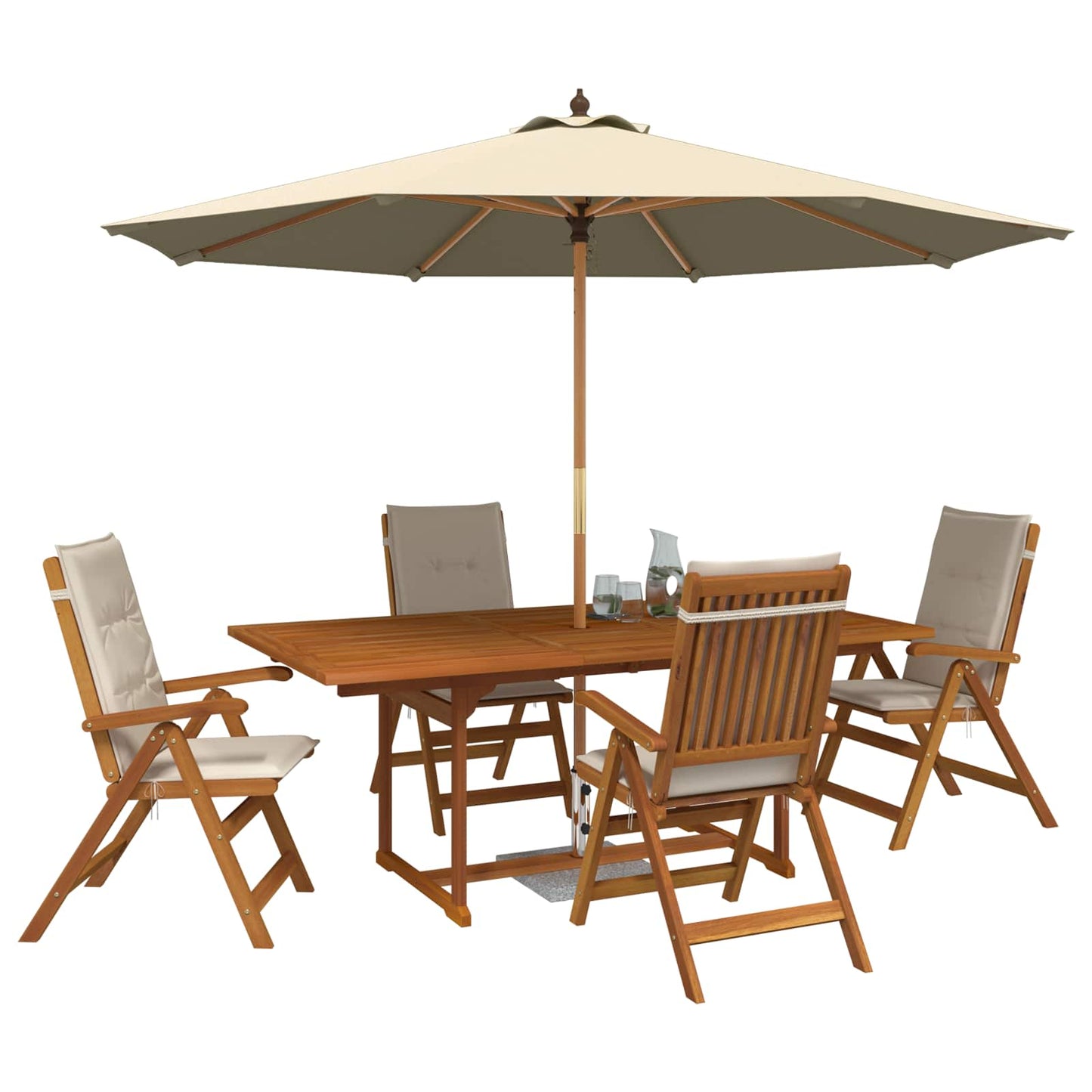 5-Piece Garden Dining Set Natural Solid Acacia Wood