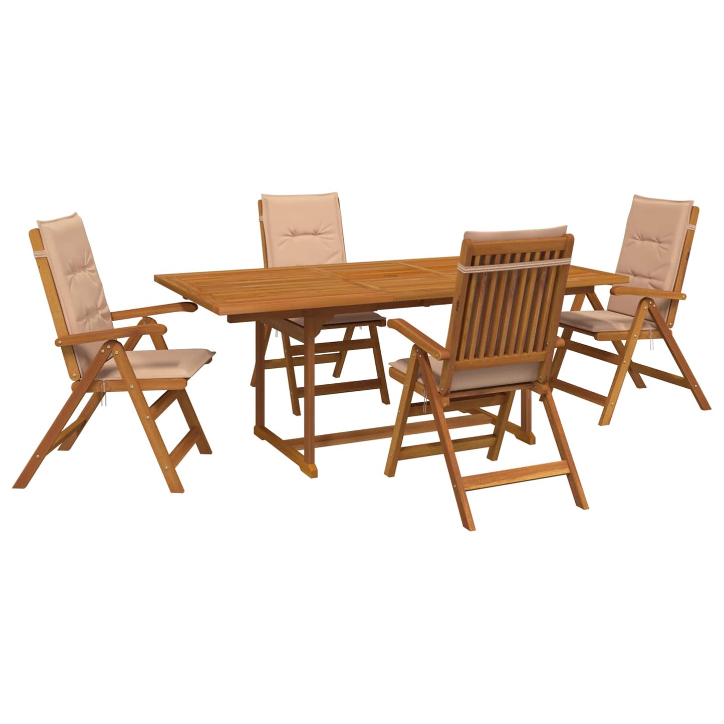 5-Piece Garden Dining Set Natural Solid Acacia Wood