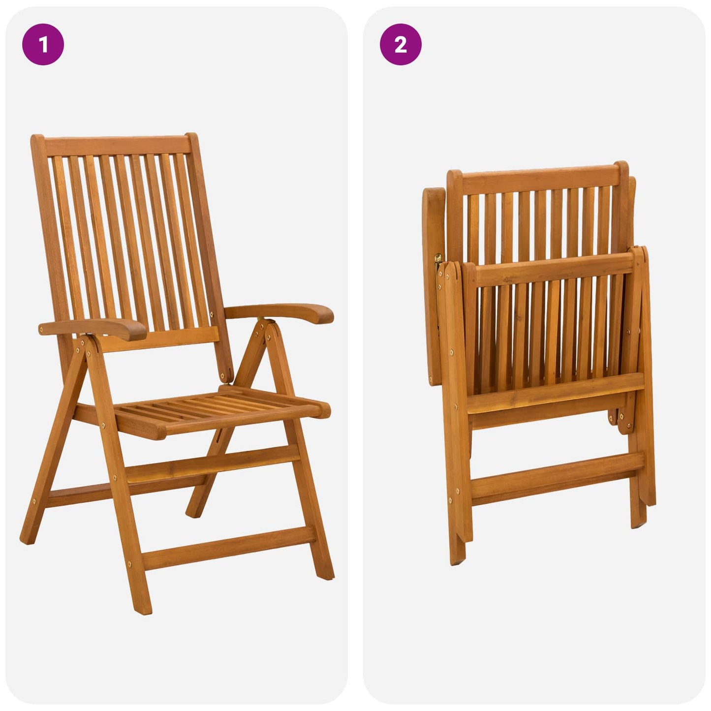 5-Piece Garden Dining Set Natural Solid Acacia Wood