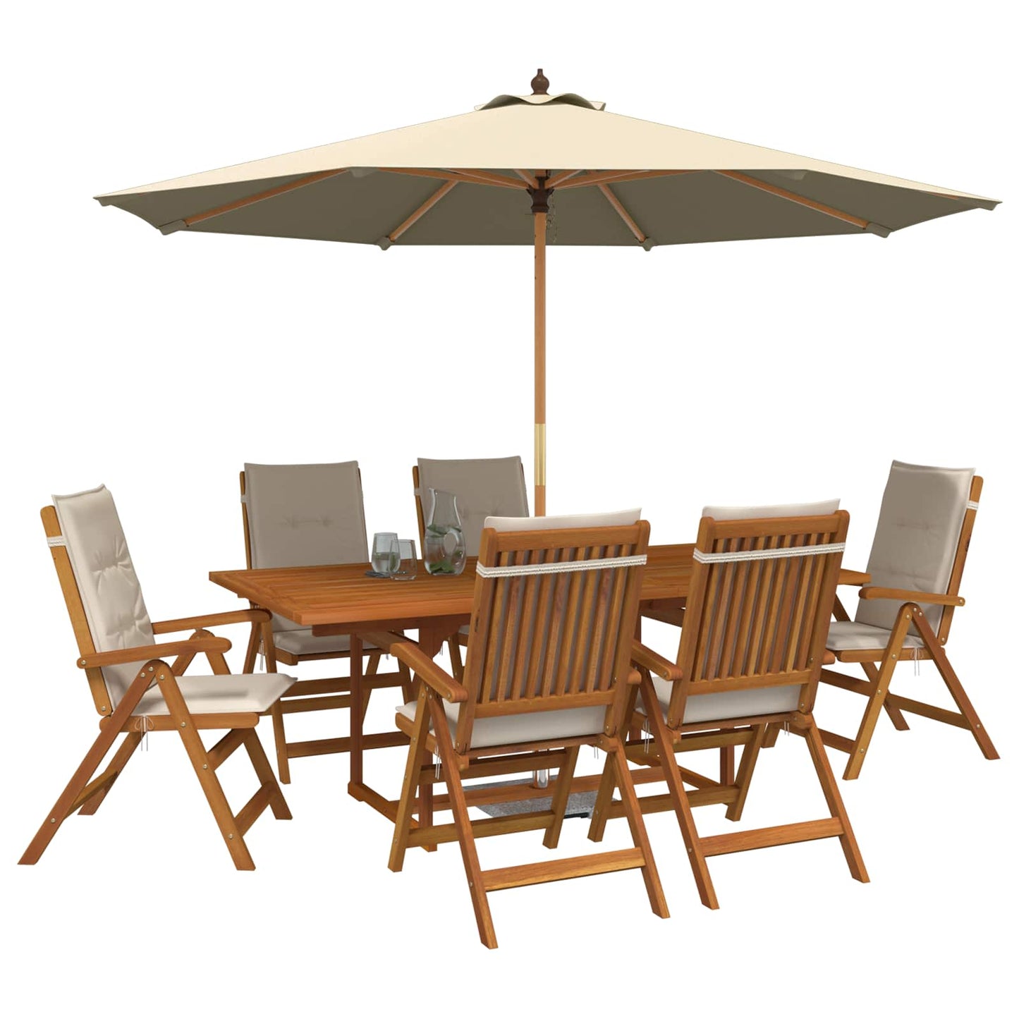 7-Piece Garden Dining Set Natural Solid Acacia Wood