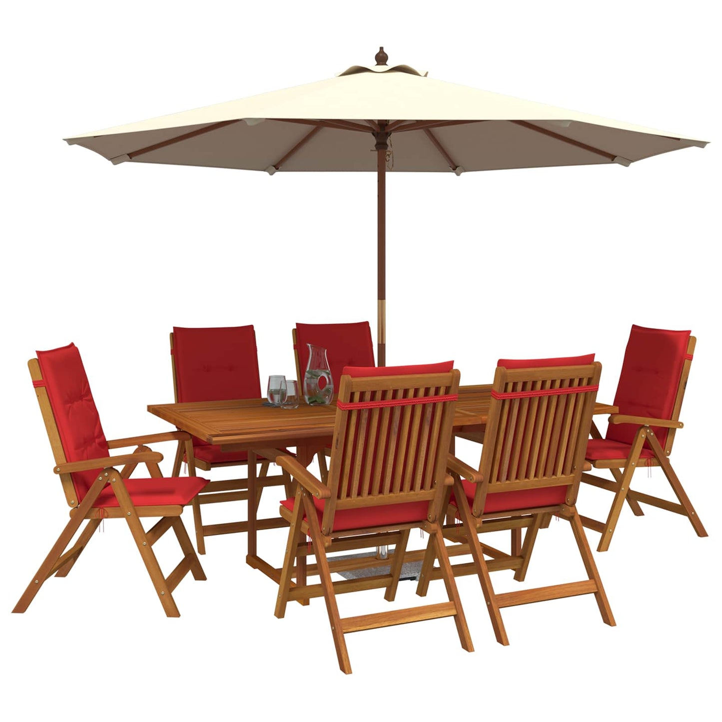 7-Piece Garden Dining Set Natural Solid Acacia Wood