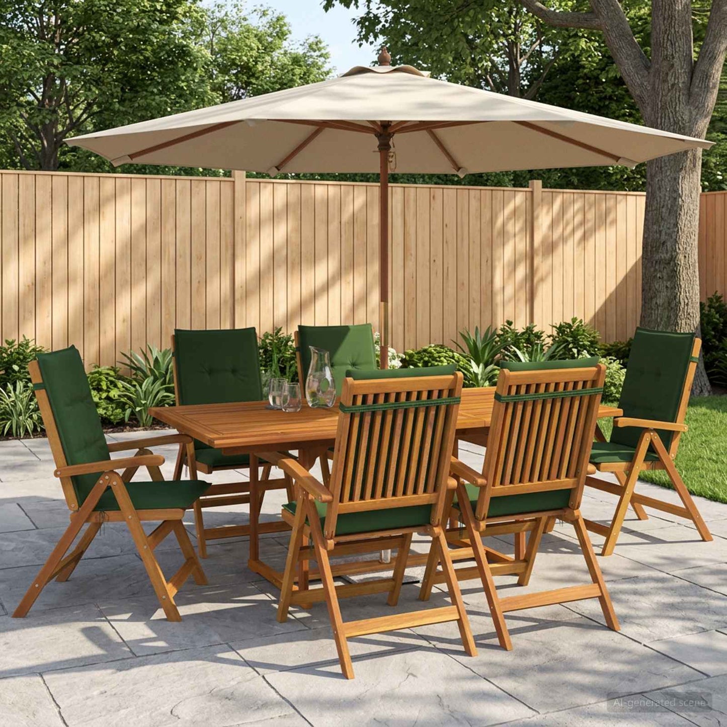 7-Piece Garden Dining Set Natural Solid Acacia Wood