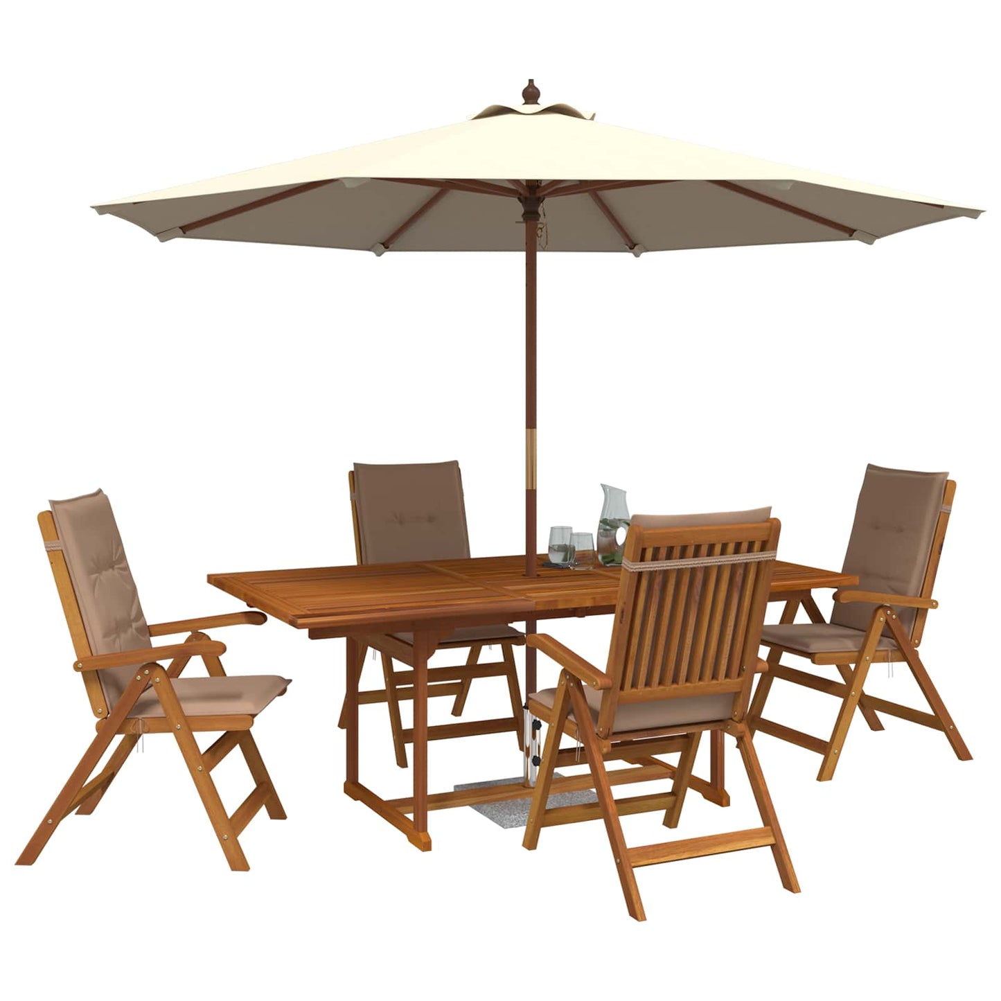 5-Piece Garden Dining Set Natural Solid Acacia Wood