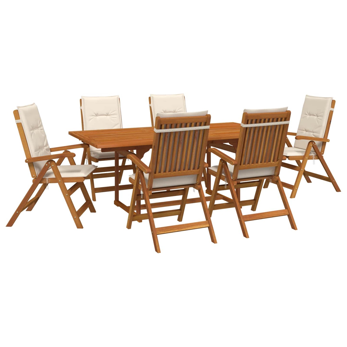 7-Piece Garden Dining Set Natural Solid Acacia Wood