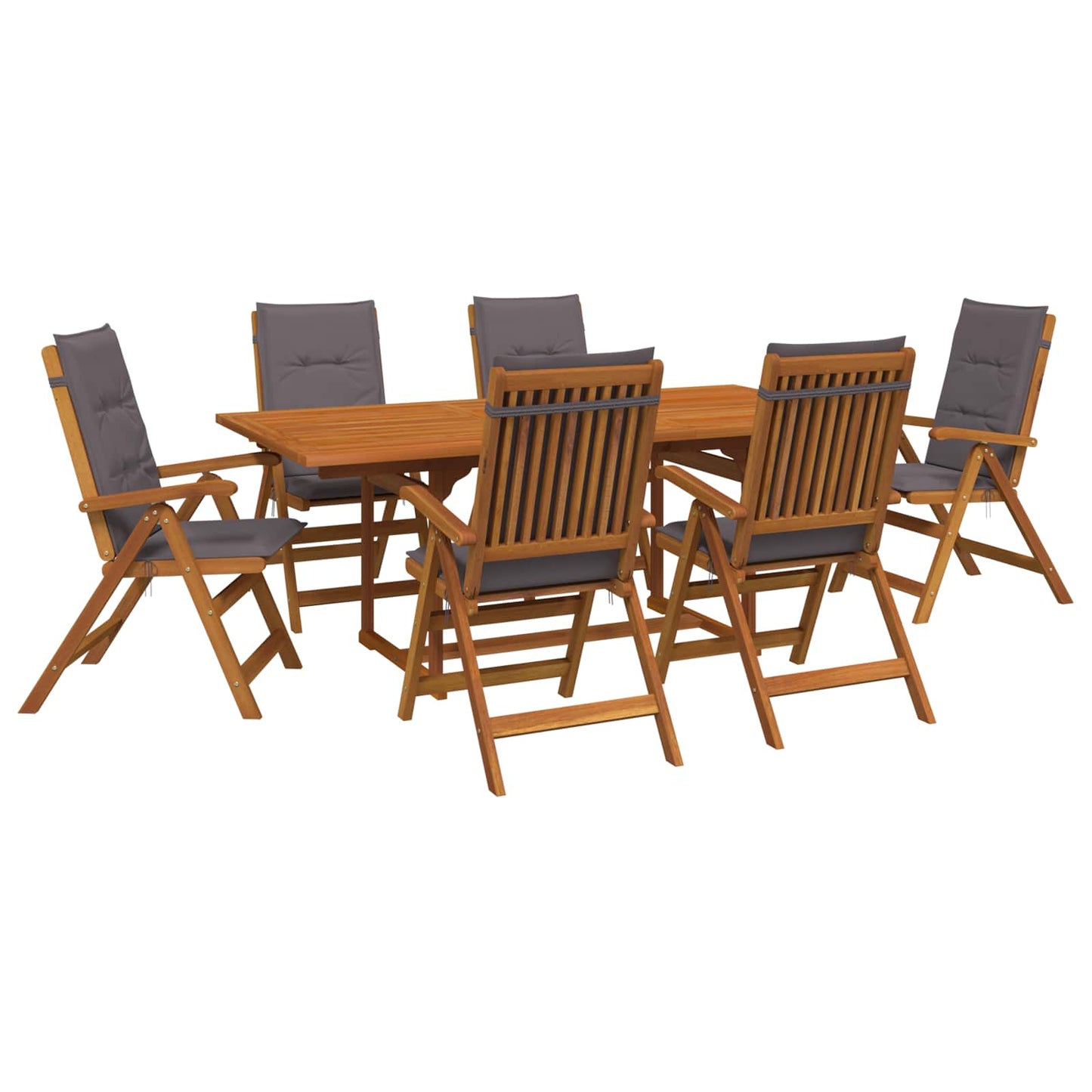 7-Piece Garden Dining Set Natural Solid Acacia Wood