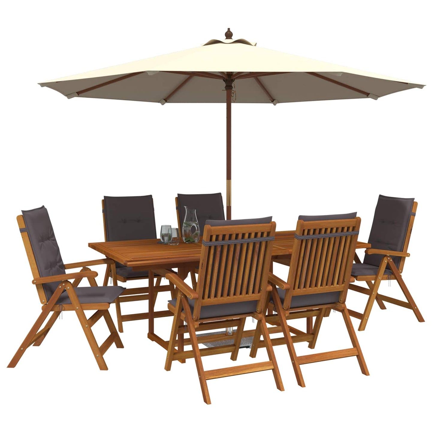 7-Piece Garden Dining Set Natural Solid Acacia Wood