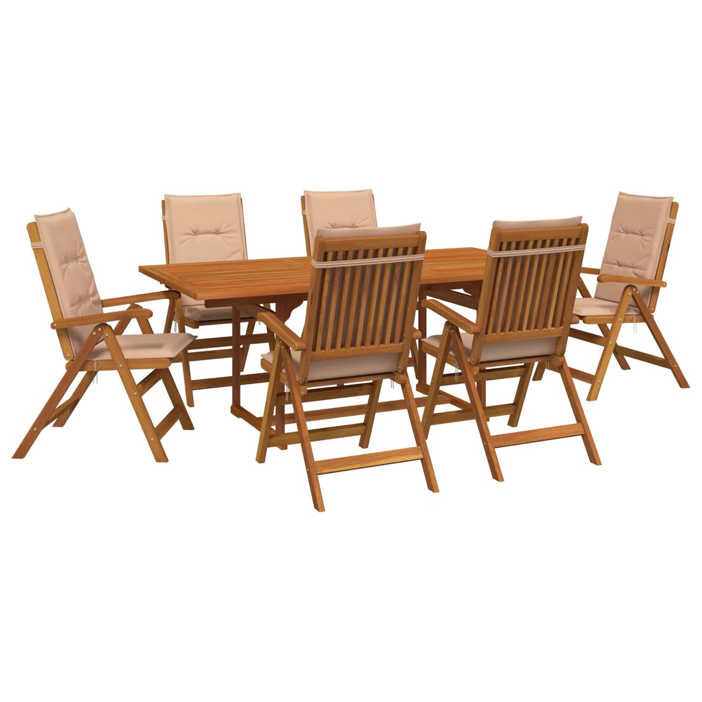 7-Piece Garden Dining Set Natural Solid Acacia Wood