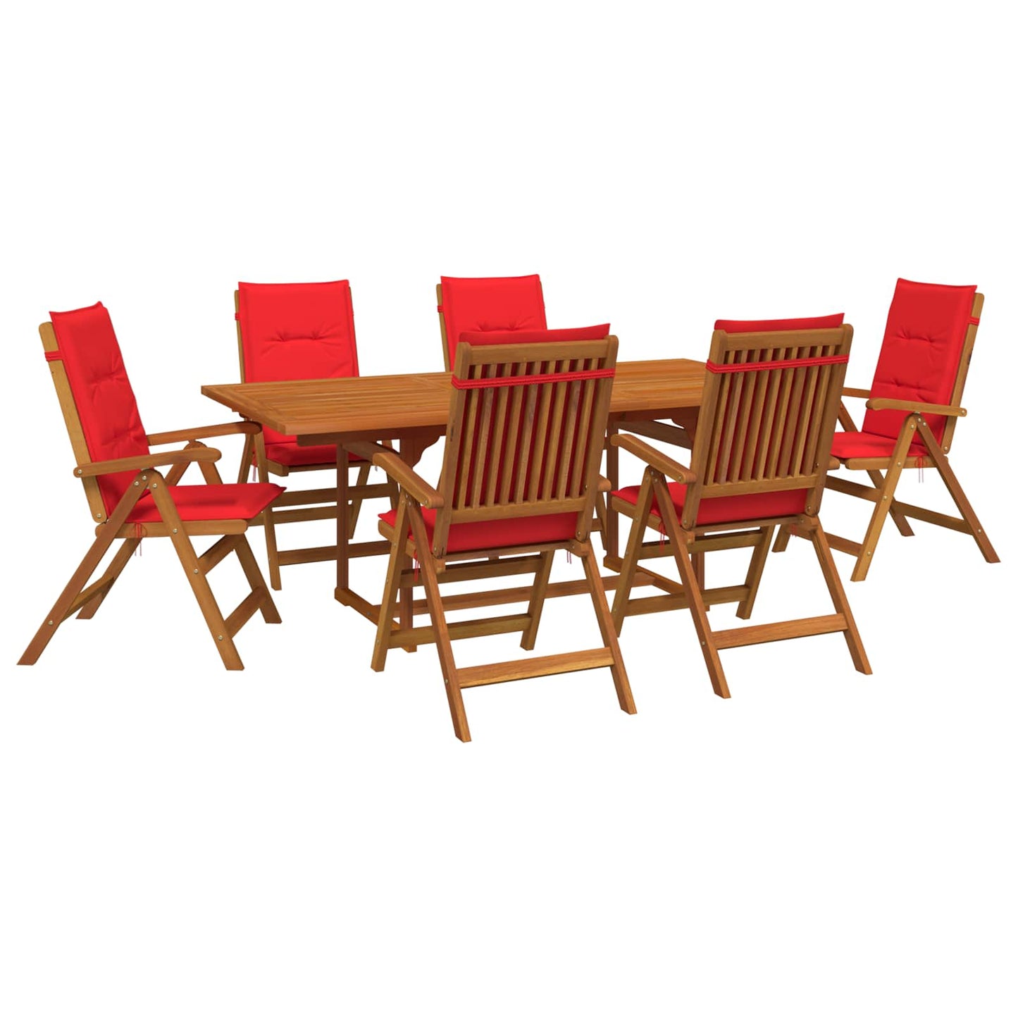 7-Piece Garden Dining Set Natural Solid Acacia Wood