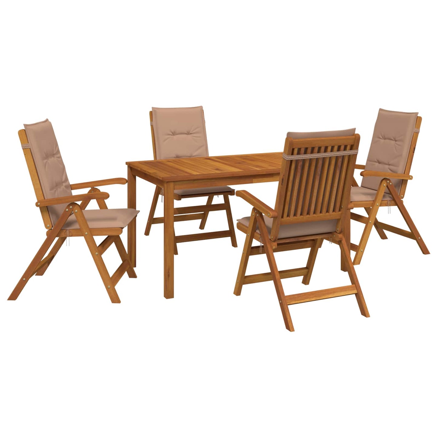 5-Piece Garden Dining Set Natural Solid Acacia Wood