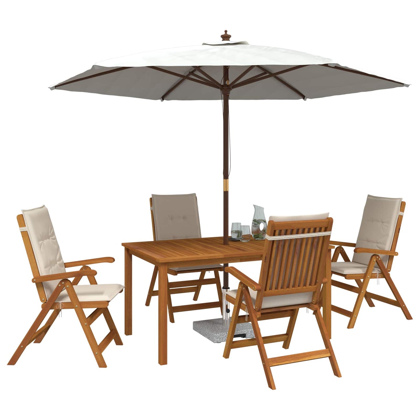 5-Piece Garden Dining Set Natural Solid Acacia Wood