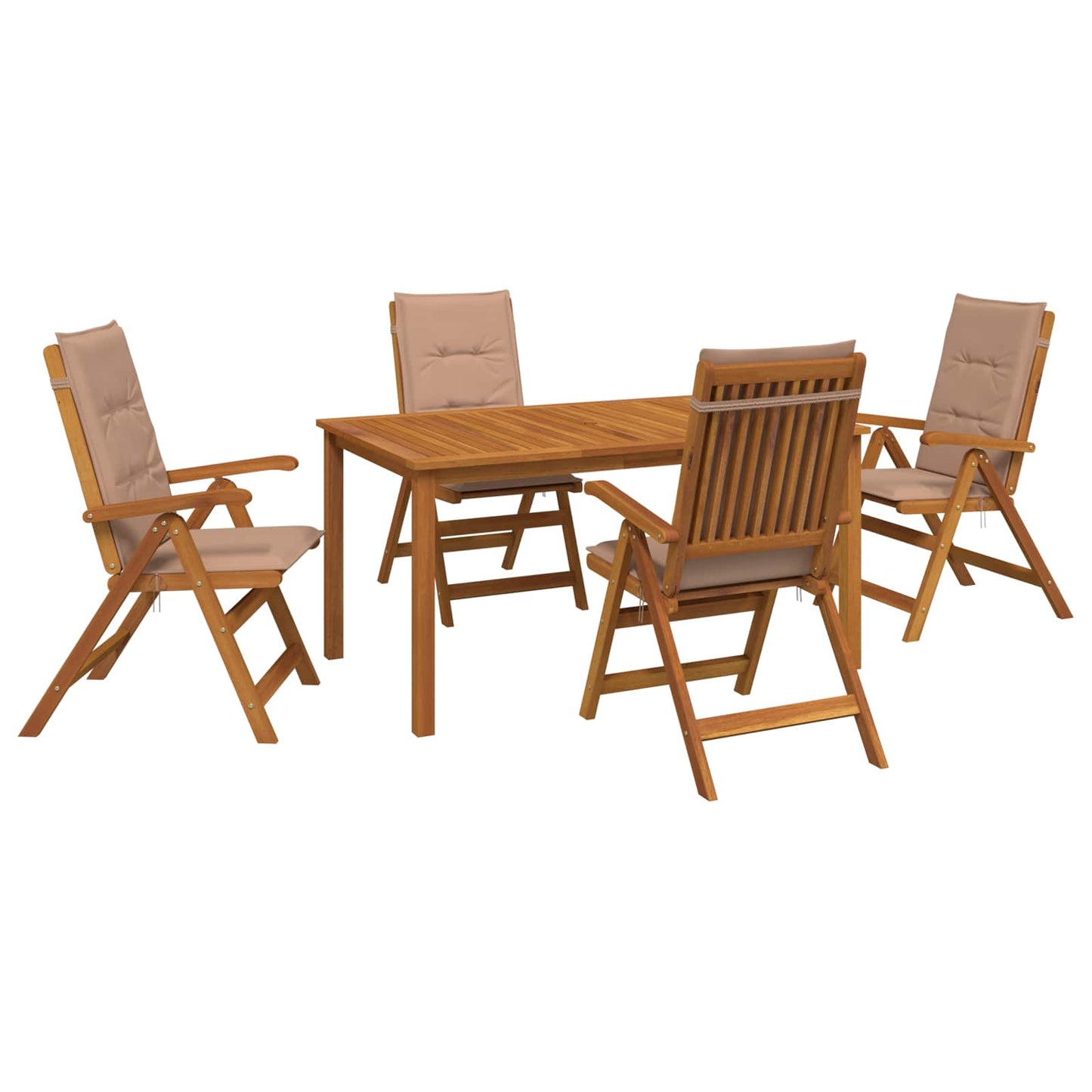 5-Piece Garden Dining Set Natural Solid Acacia Wood