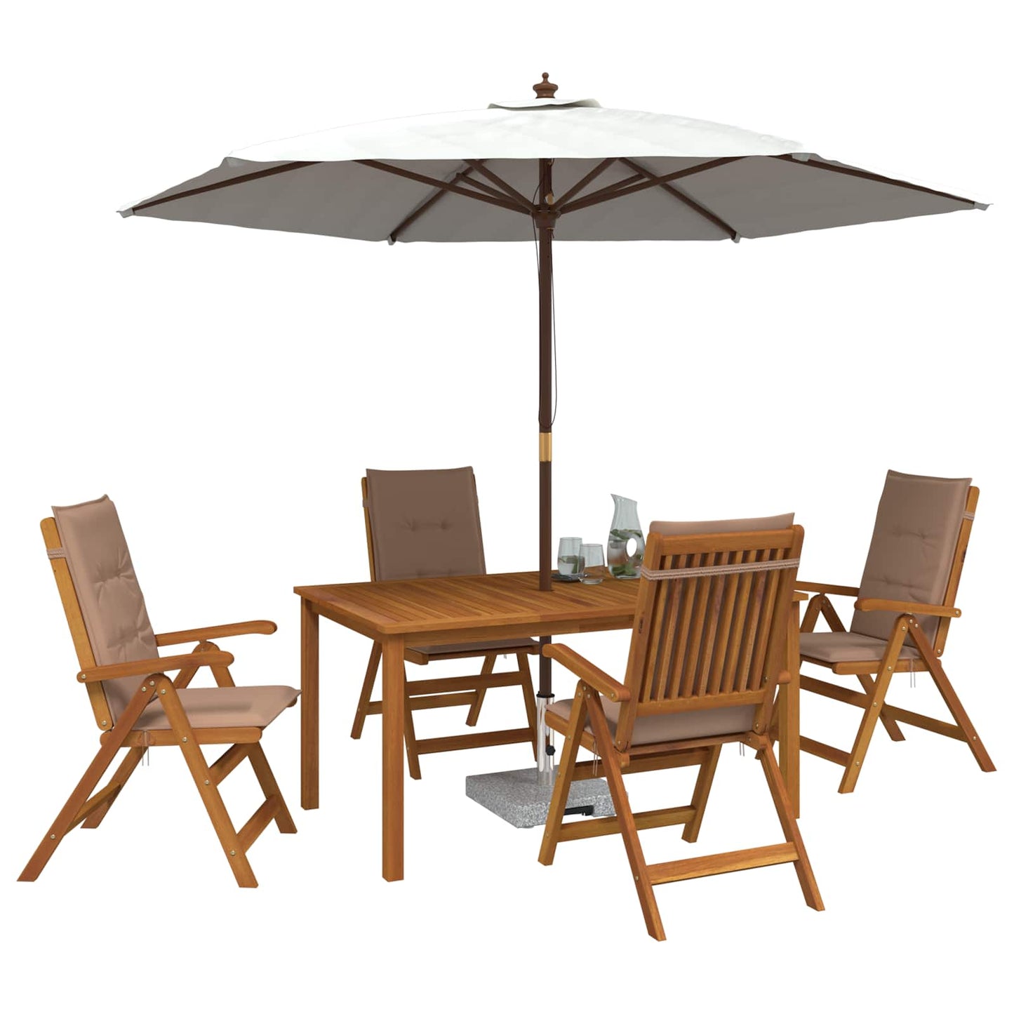 5-Piece Garden Dining Set Natural Solid Acacia Wood