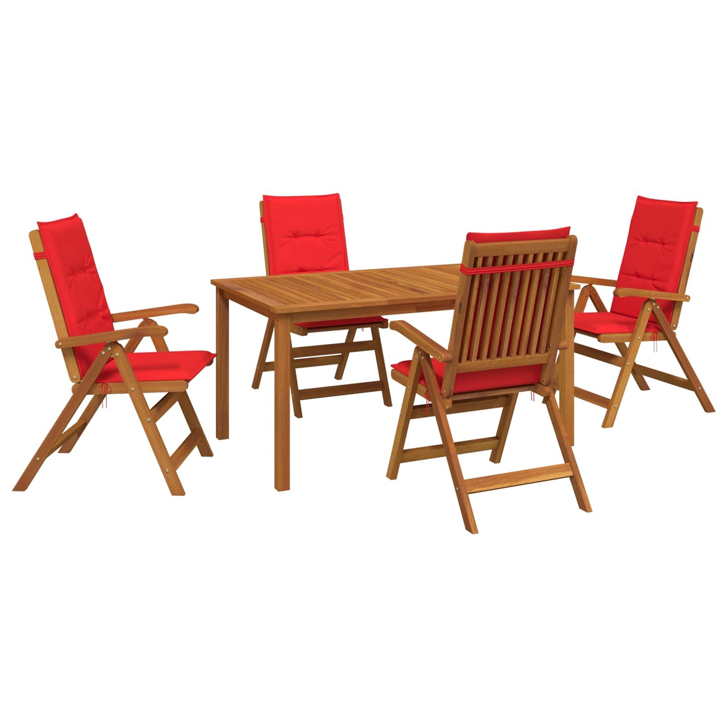 5-Piece Garden Dining Set Natural Solid Acacia Wood