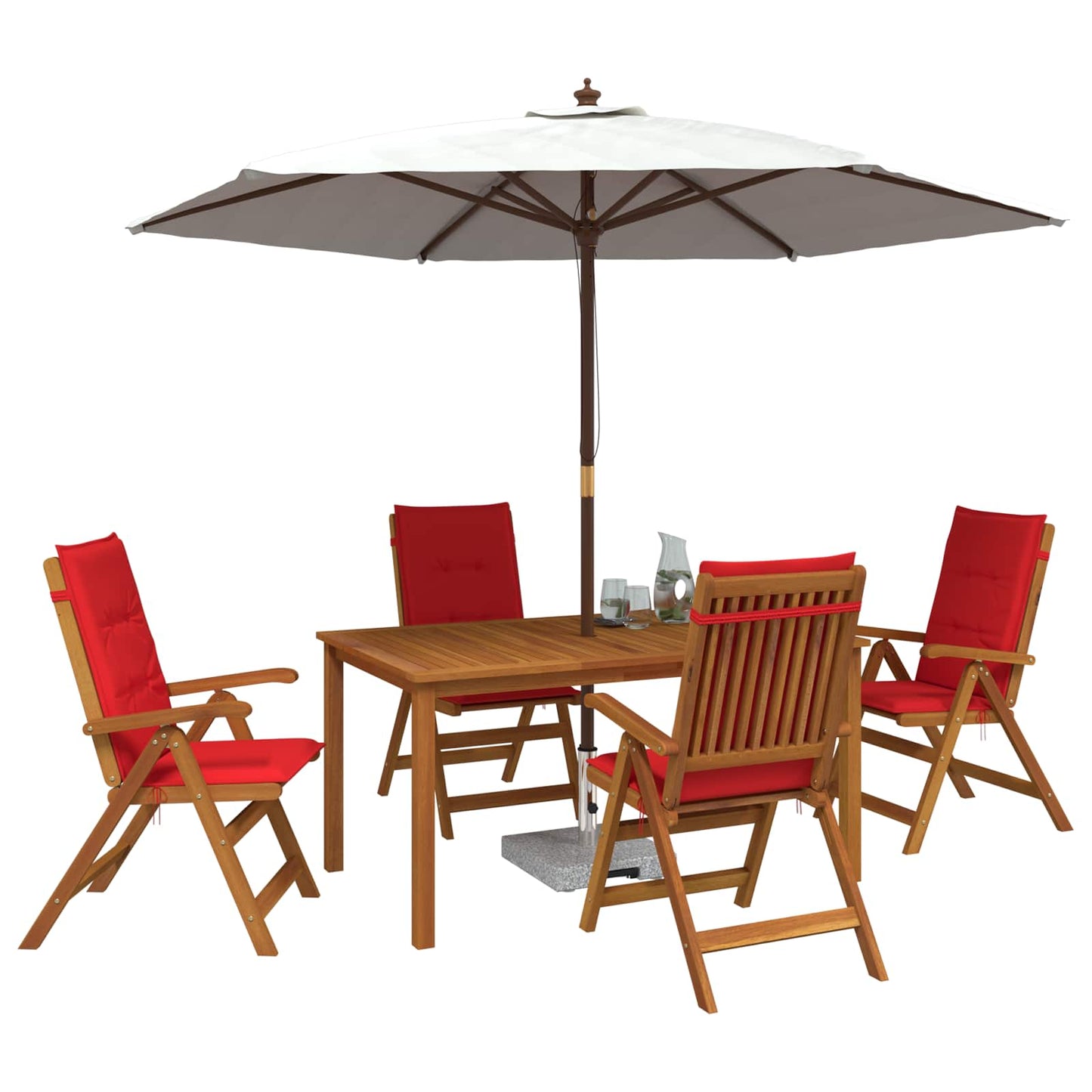 5-Piece Garden Dining Set Natural Solid Acacia Wood