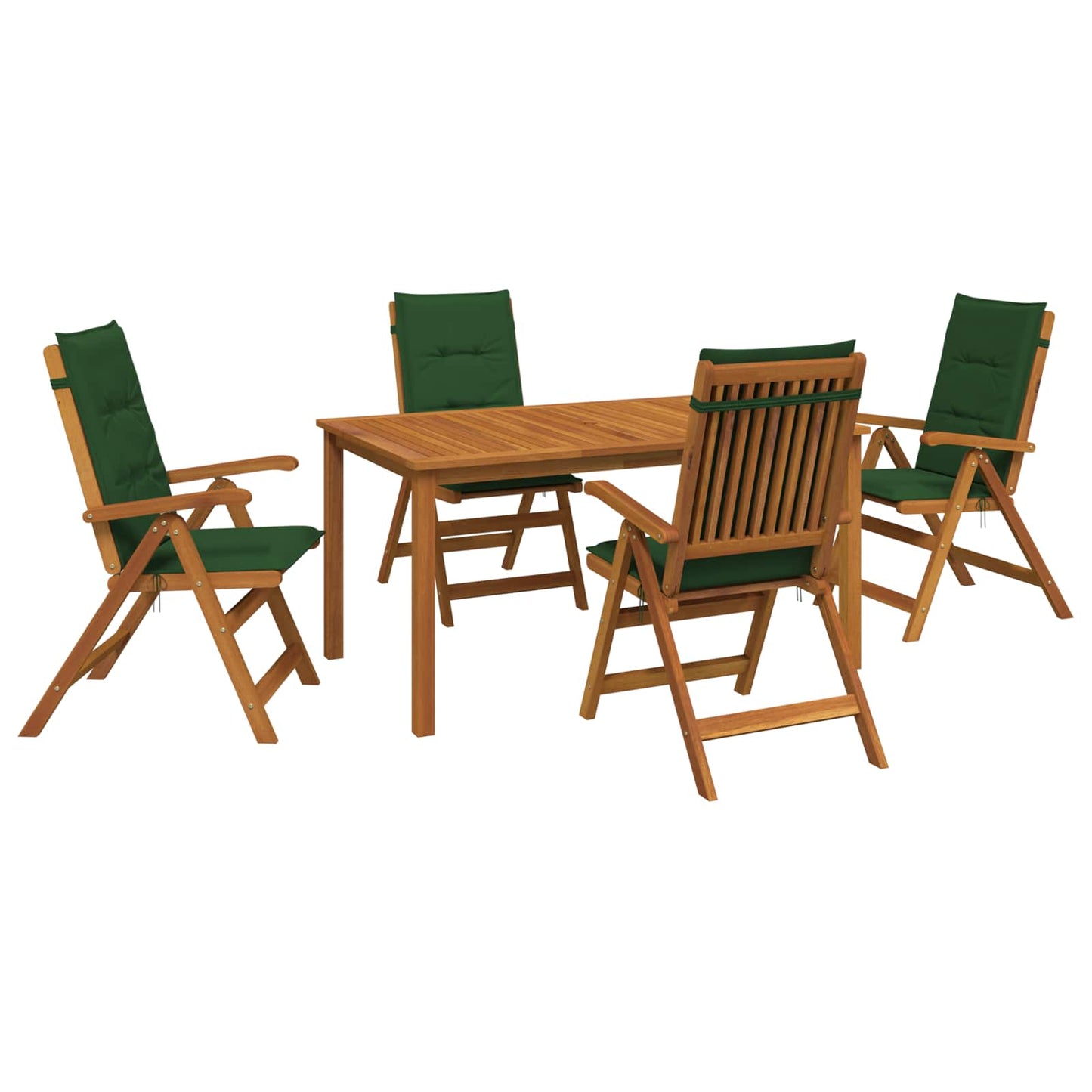 5-Piece Garden Dining Set Natural Solid Acacia Wood