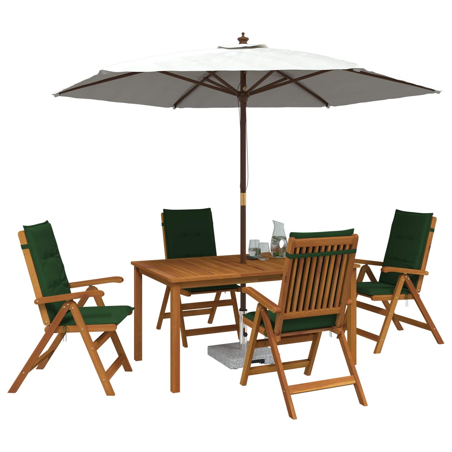 5-Piece Garden Dining Set Natural Solid Acacia Wood